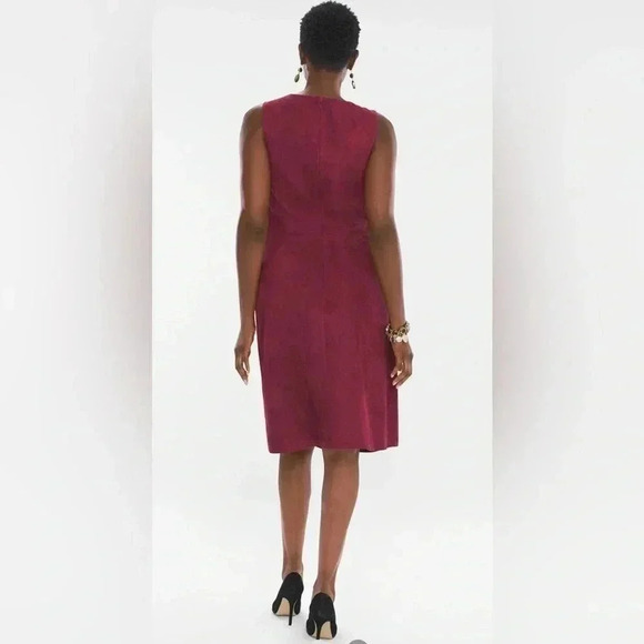 Chico’s Women’s Deep Garnet Suede Sleeveless Sheath Dress SZ 10 - Picture 2 of 9
